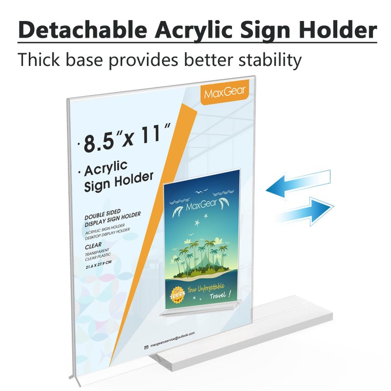 MaxGear Acrylic Sign Holder 8.5x11 6 Pack, Double Sided Clear Table Signs Stand, Vertical Flyer Holder, Plastic Sign Frame Display for Picture, Stores, Restaurants, Hotels, Office T Shape - Image 5